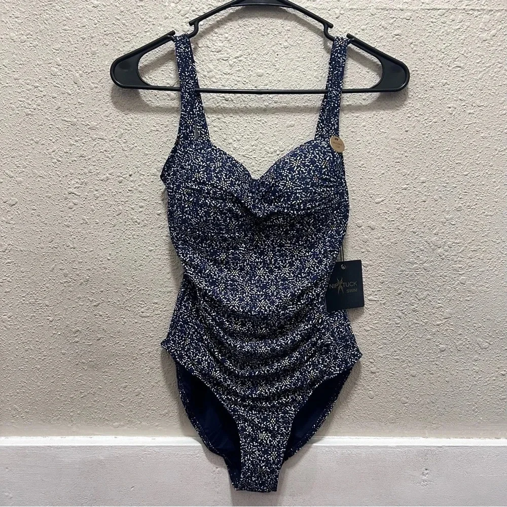 NipTuck Joanne One Piece in Navy Nautical Foil NWT Size 4